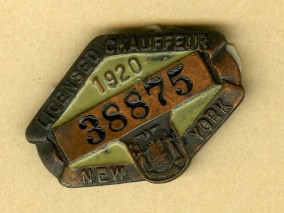 Licensed Chauffeur, New York, 1920, in the Collection on World War I and World War II. Museum of the City of New York. 03.89.4.